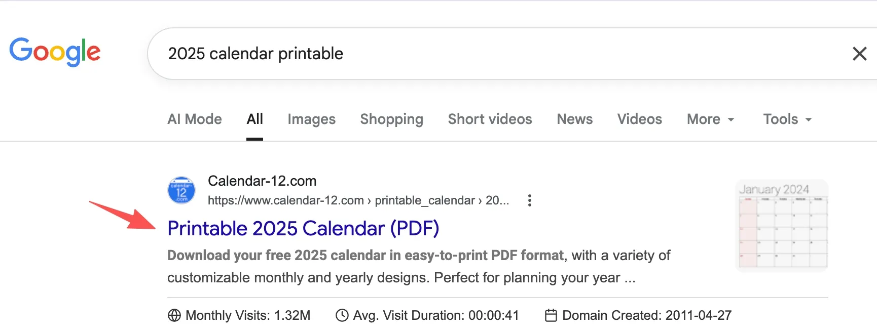 2025 query maps to 2025 page