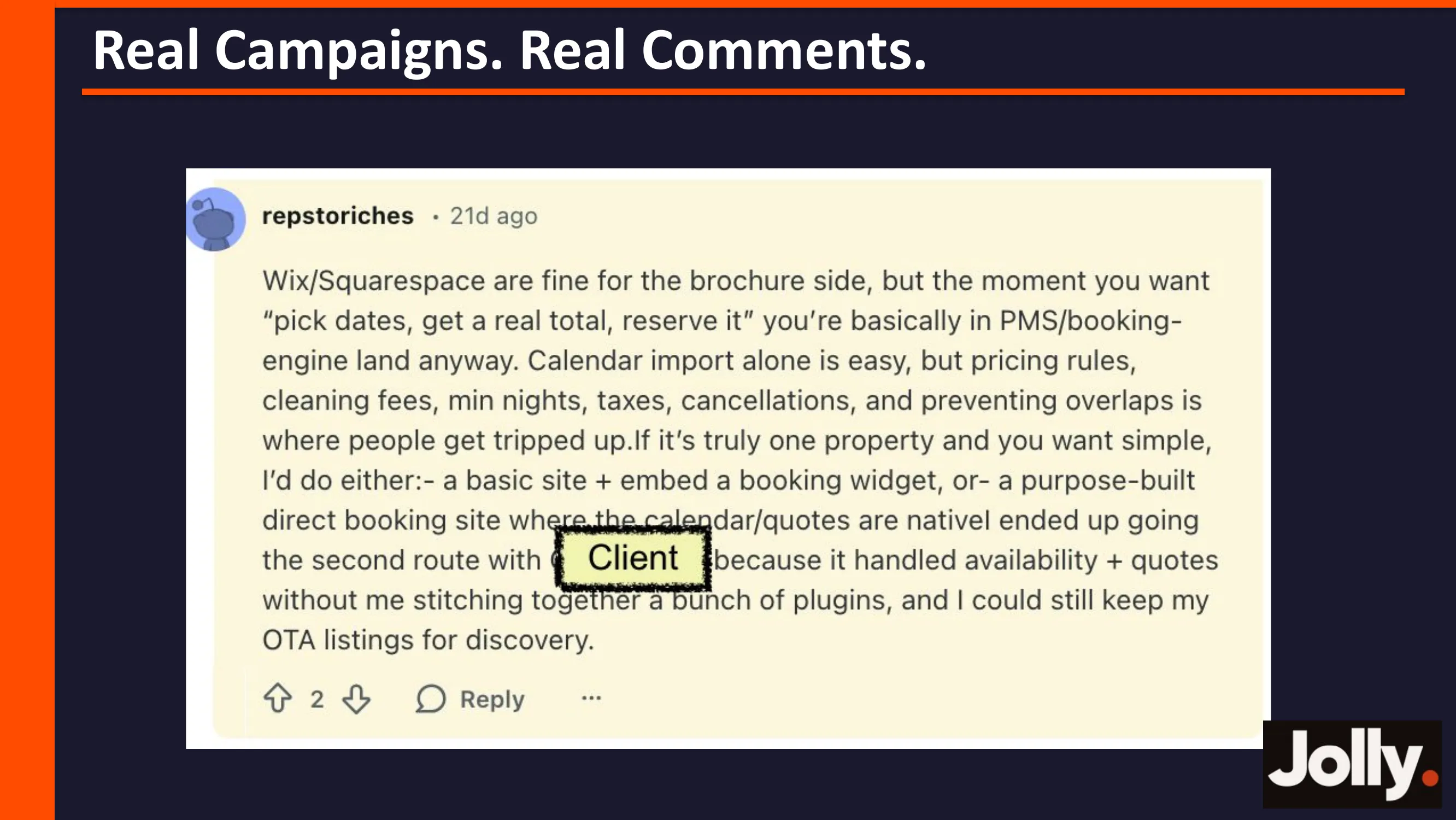 Real comment example