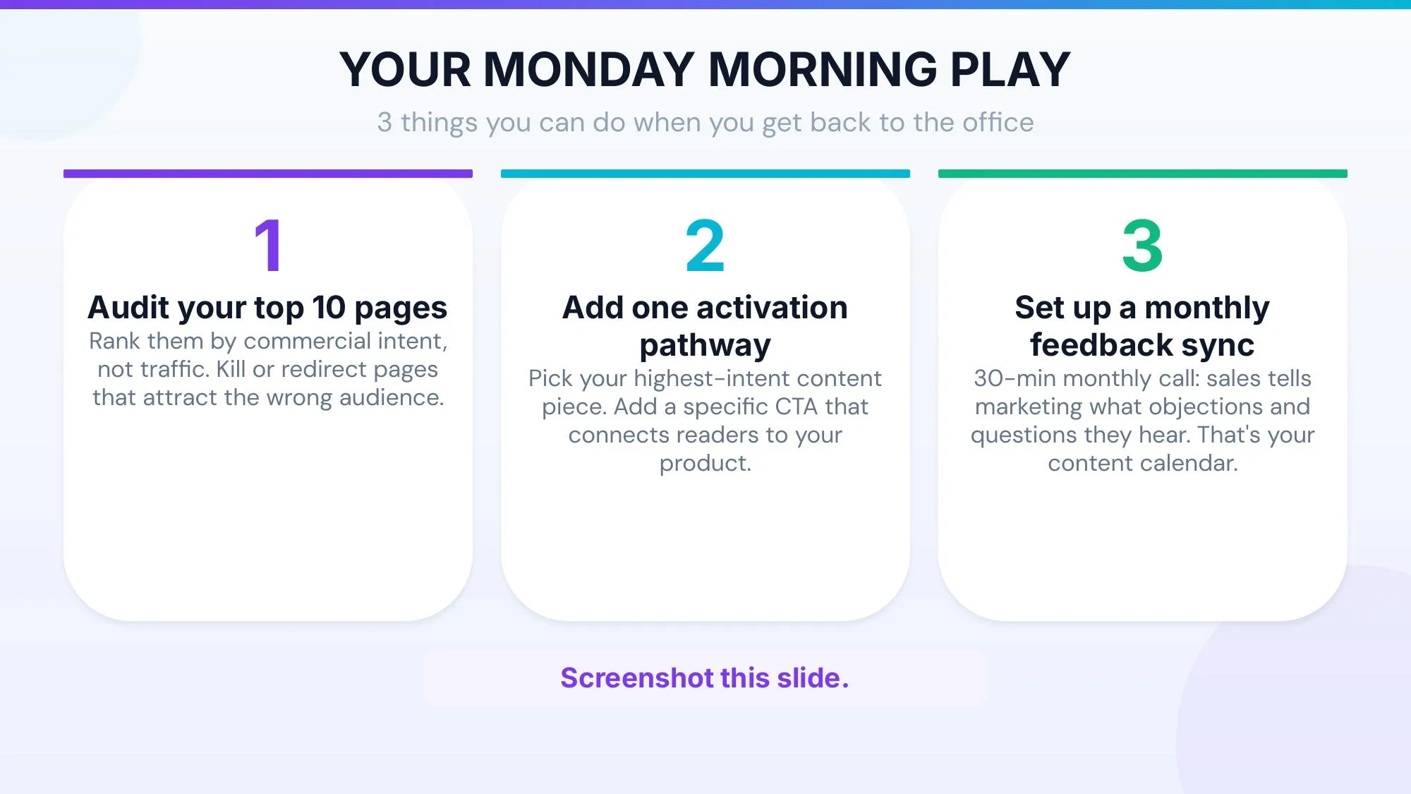 Monday Action Checklist